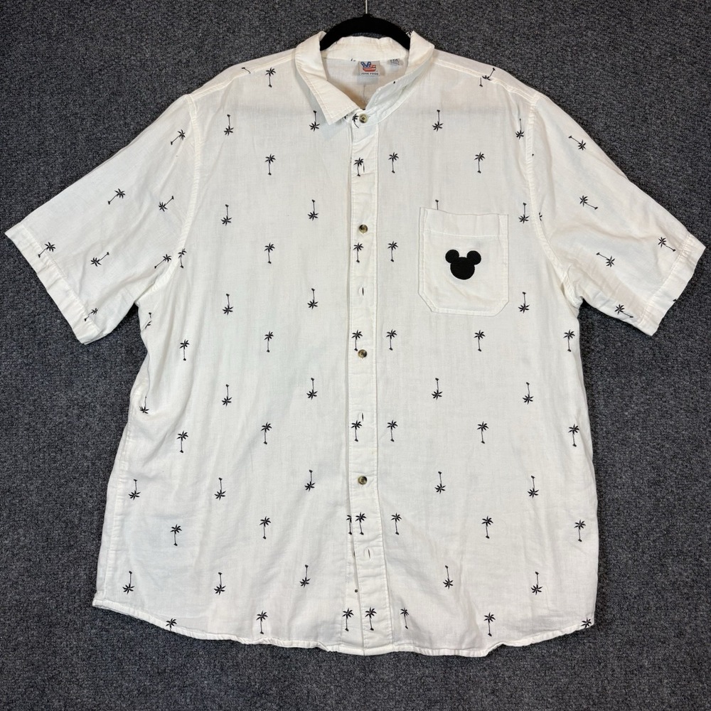 Junk Food X Disney‎ Mickey Mouse Short Sleeve Button Up Mens XXL White Palm Tree